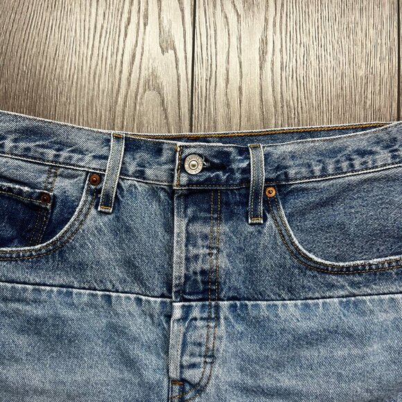 Levis 501 Denim Jean Shorts Cut and‎ Sew 32 " High Waisted - Picture 5 of 10